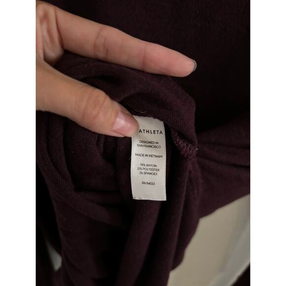 Athleta Top Women's Small Maroon Lombard Long Sleeve Soft Stretch Athletic - Picture 5 of 7